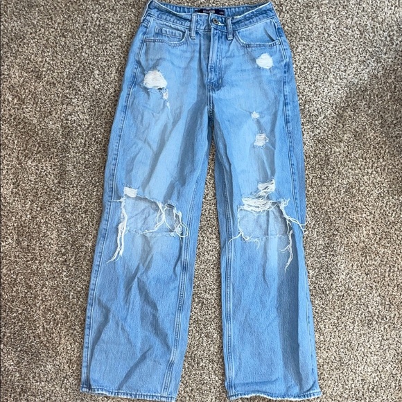 Hollister Denim - Hollister Light Blue Distressed Straight-Leg Jeans